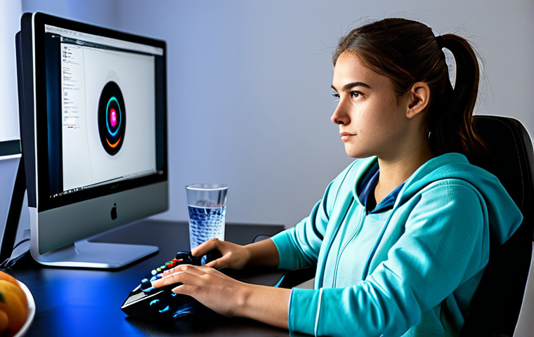 A focused young adult gamer, fully clothed in modest, comfortable athletic wear, sitting calmly at a clean, modern desk in a well-lit gaming room. Their expression shows deep concentration and mental clarity. On the desk, a high-performance gaming setup is visible, alongside a glass of water and a small bowl of fruit. The overall scene emphasizes the importance of good physical and mental health for peak gaming performance. This image promotes a professional and healthy gaming lifestyle. safe for work, appropriate content, fully clothed, professional, perfect anatomy, correct proportions, natural pose, well-formed hands, proper finger count, natural body proportions, professional photography, high quality image, clean background, studio lighting.
