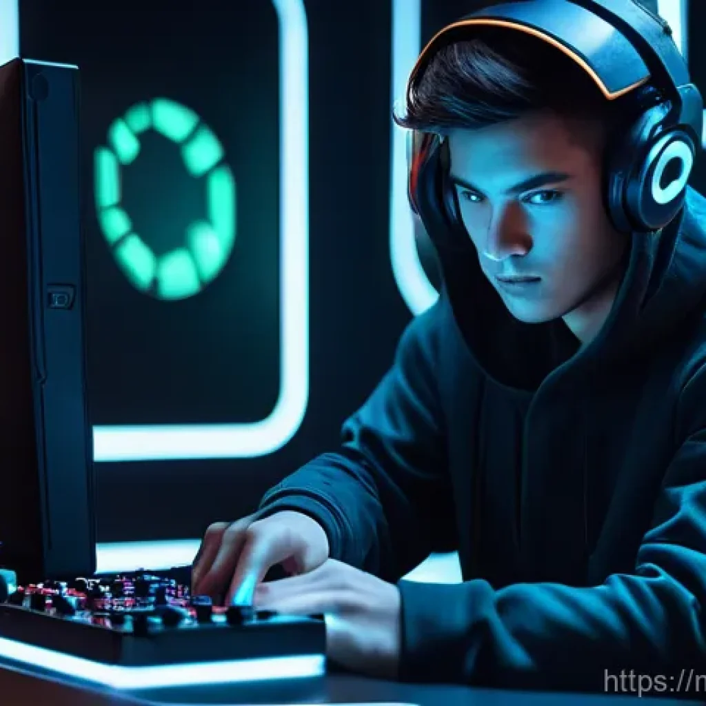 게임패드로 FPS 게임을 잘하는 법 - **A focused gamer demonstrating precise control with a customized gamepad in a futuristic training g...