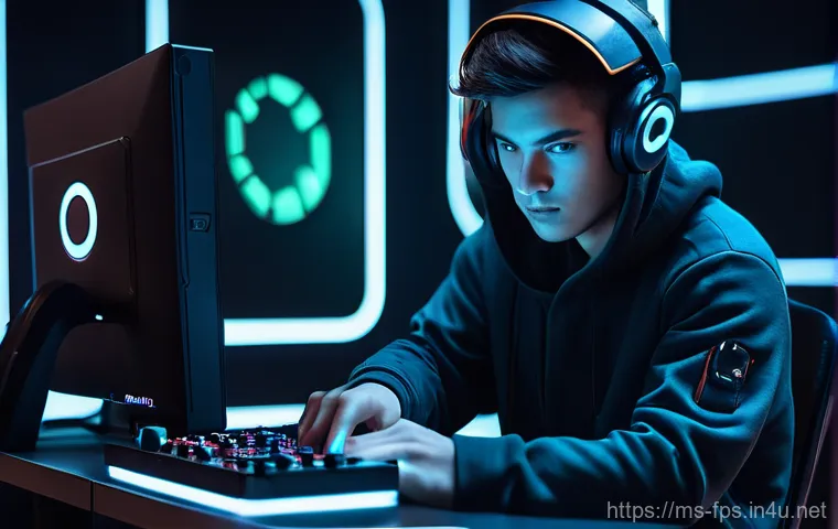 게임패드로 FPS 게임을 잘하는 법 - **A focused gamer demonstrating precise control with a customized gamepad in a futuristic training g...
